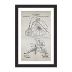 Velocipede 1880 // Old Paper Framed Painting Print (8"W x 12"H x 1.5"D)
