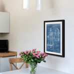 Hydrant 1903 // Blueprint Framed Painting Print (8"W x 12"H x 1.5"D)