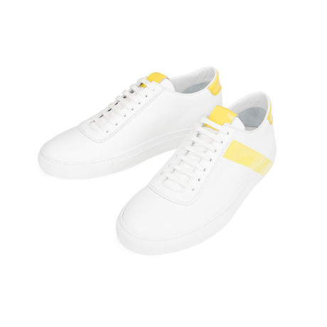 Striped Court Sneakers // White + Yellow (Euro: 39)