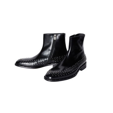 Embellished Side Zip Chelsea Boots // Black (Euro: 39)