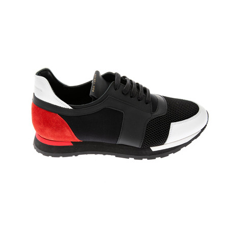 Genuine Leather Sneakers // Black + Red (Euro: 39)