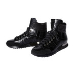 Croc Effect Hi-Top Sneakers // Black (Euro: 46)