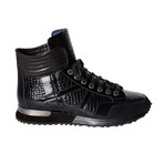 Croc Effect Hi-Top Sneakers // Black (Euro: 42)