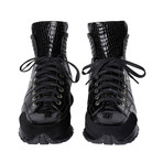 Croc Effect Hi-Top Sneakers // Black (Euro: 40)