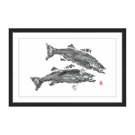 Sea Bass in Duel (12"W x 8"H x 1.5"D)