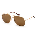 Unisex Andrea Polarized Sunglasses // 59mm // Gold + Dark Brown