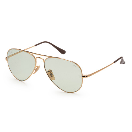 Unisex RB3689-001-T155 55mm Sunglasses // Gold + Light Green