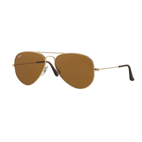 Unisex Classic Aviator Sunglasses // Brown + Gold