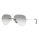 Unisex Aviator Sunglasses // Silver + Gray