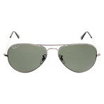 Unisex Crystal Aviator Polarized Sunglasses // Silver + Green