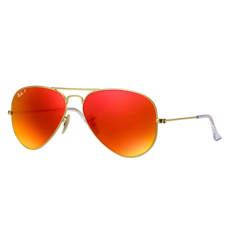 Unisex Aviator Flash Polarized Sunglasses // Gold + Orange