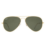 Unisex Classic Aviator Sunglasses // Gold + Green