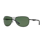 Unisex Aviator Polarized Sunglasses // Black + Green