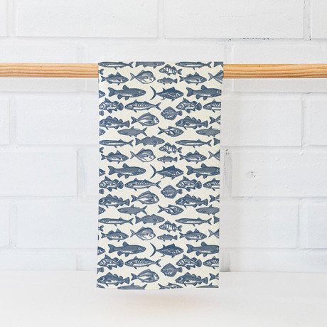 Toadfish Fish Print Tea Cotton Tea Towel // Set of 2