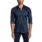 Pattern Cuff Woven Shirt // Navy (L)