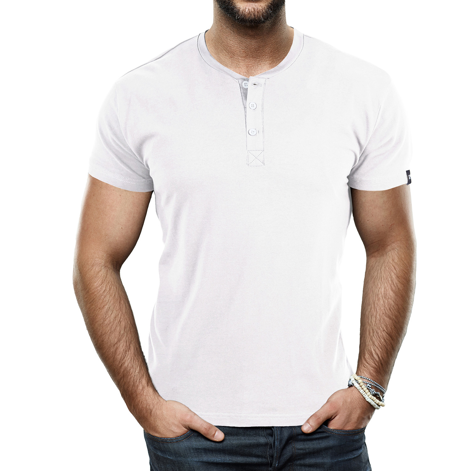 Men's Super Soft Stretch Henley // White (S) - Xray Jeans - Touch of Modern