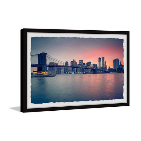 Dawn at the City // Framed Painting Print (12"W x 8"H x 1.5"D)