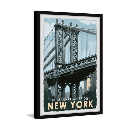 New York Bridge // Framed Painting Print (8"W x 12"H x 1.5"D)