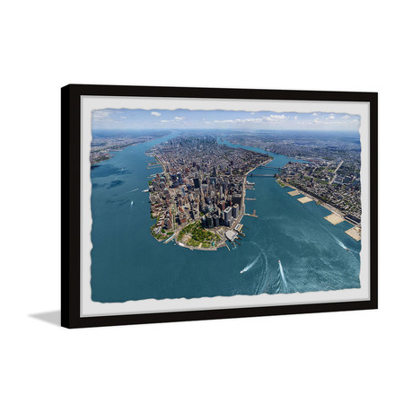 Aerial Manhattan // Framed Painting Print (12"W x 8"H x 1.5"D)