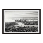 NY Black & White View // Framed Painting Print (12"W x 8"H x 1.5"D)