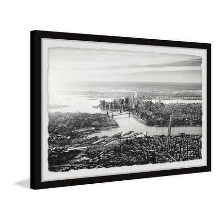 NY Black & White View // Framed Painting Print (12"W x 8"H x 1.5"D)