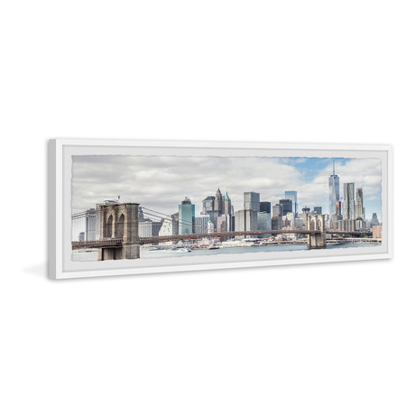 Bridge and the City // Framed Painting Print (30"W x 10"H x 1.5"D)