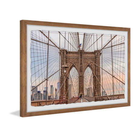The Iconic Brooklyn Bridge // Framed Painting Print (12"W x 8"H x 1.5"D)