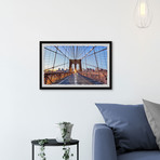 Brooklyn Bridge Lights // Framed Painting Print (12"W x 8"H x 1.5"D)