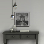 Brooklyn Bridge in Black + White // Framed Painting Print (12"W x 12"H x 1.5"D)