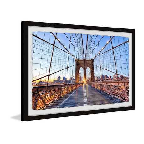 Brooklyn Bridge Lights // Framed Painting Print (12"W x 8"H x 1.5"D)