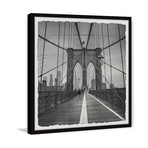 Brooklyn Bridge in Black + White // Framed Painting Print (12"W x 12"H x 1.5"D)