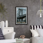 New York Bridge // Framed Painting Print (8"W x 12"H x 1.5"D)