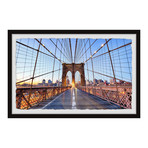 Brooklyn Bridge Lights // Framed Painting Print (12"W x 8"H x 1.5"D)