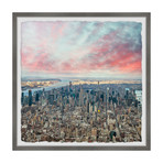 New York City from Afar // Framed Painting Print (12"W x 12"H x 1.5"D)