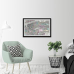 Colored Brooklyn Map // Framed Painting Print (12"W x 8"H x 1.5"D)