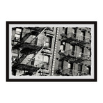 NY Fire Escape Stairs // Framed Painting Print (12"W x 8"H x 1.5"D)