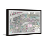 Colored Brooklyn Map // Framed Painting Print (12"W x 8"H x 1.5"D)