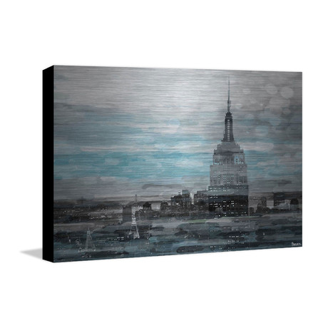 Blue City Hues // Painting Print on Metal (12"W x 8"H x 1.5"D)