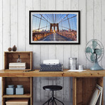 Brooklyn Bridge Lights // Framed Painting Print (12"W x 8"H x 1.5"D)