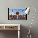 Brooklyn Bridge Lights // Framed Painting Print (12"W x 8"H x 1.5"D)