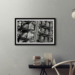 NY Fire Escape Stairs // Framed Painting Print (12"W x 8"H x 1.5"D)