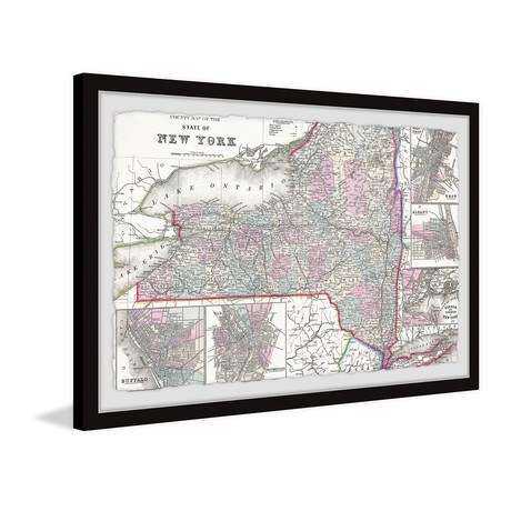 NY Outline II // Framed Painting Print (12"W x 8"H x 1.5"D)