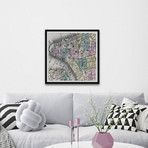 East Map // Framed Painting Print (12"W x 12"H x 1.5"D)