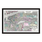 Colored Brooklyn Map // Framed Painting Print (12"W x 8"H x 1.5"D)