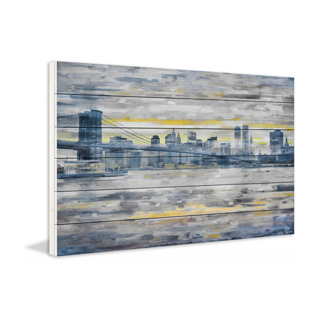From Across the Water // Painting Print on White Wood (12"W x 8"H x 1.5"D)