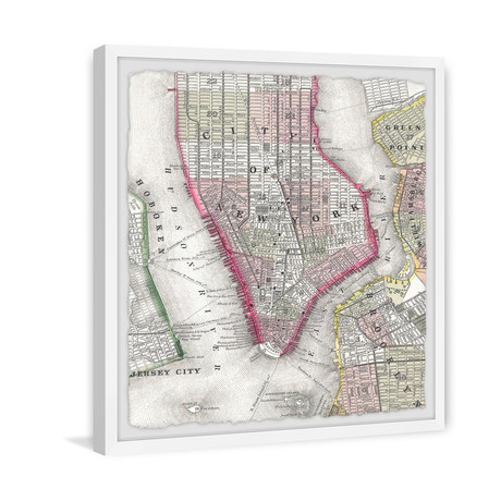 Plan of NY // Framed Painting Print (12"W x 12"H x 1.5"D)