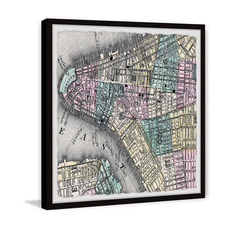 East Map // Framed Painting Print (12"W x 12"H x 1.5"D)