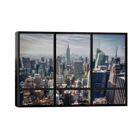 New York City Skyline Window View // Unknown Artist (40"W x 26"H x 1.5"D)