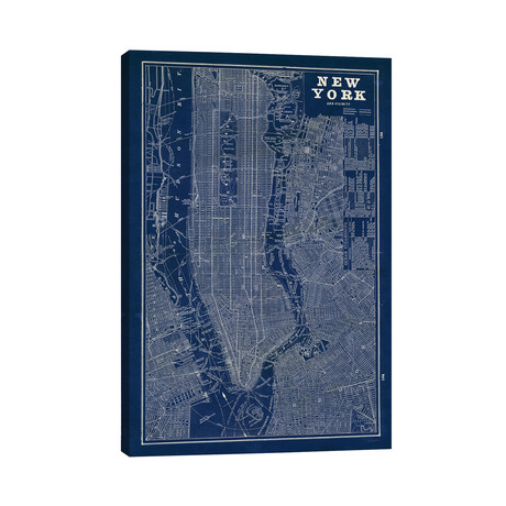 Blueprint Map New York  // Sue Schlabach (26"W x 40"H x 1.5"D)