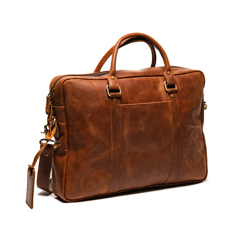 Slim Leather Briefcase 15" // Distressed Brown